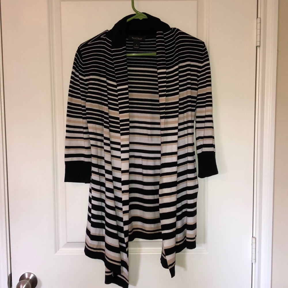 Black, beige white stripe cardigan